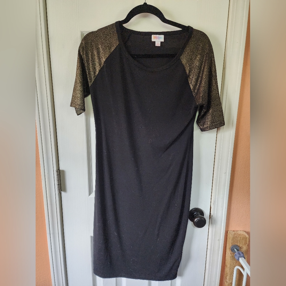 LuLuRoe Julia, Small, Gold Sleeve, Dress